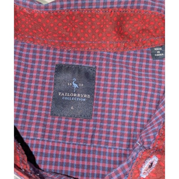 Tailorbyrd Button Down L Men's Purple Plaid Contrasting Cuffs Long Sleeve Preppy - Picture 6 of 9